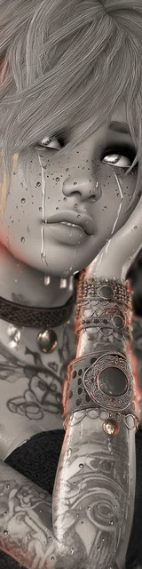 Free dark romance bookmark featuring a sad girl in a gray theme